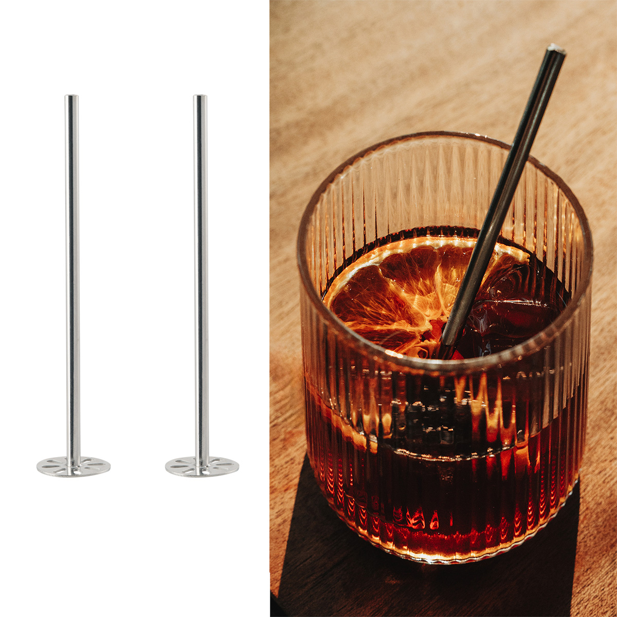 Stainless steel stirrer with beverage crusher (Set of 2 pcs)
